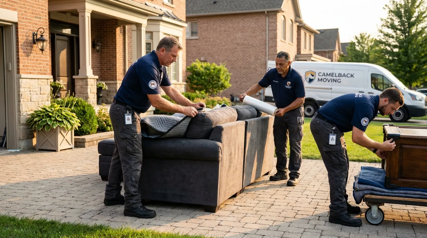 Large estate moving crew wrapping furniture in Crowell, TX